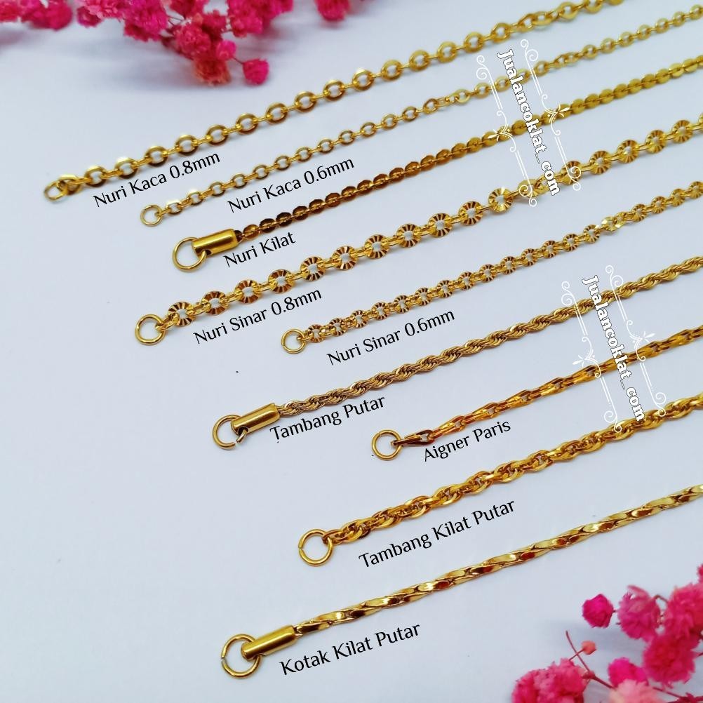 Varian Rantai Kalung Titanium Gold / Emas Anti Karat 100% Import Premium Quality Chain Jewelry Neckl