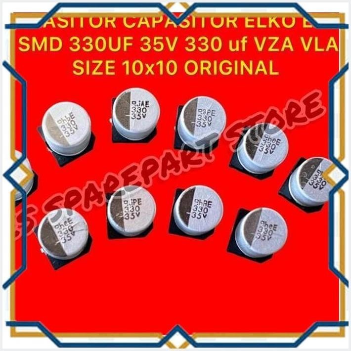 [JEW] KAPASITOR CAPASITOR ELKO ELCO  SMD 330UF 35V 330 UF VZA VLA  SIZE 10X10 ORIGINAL