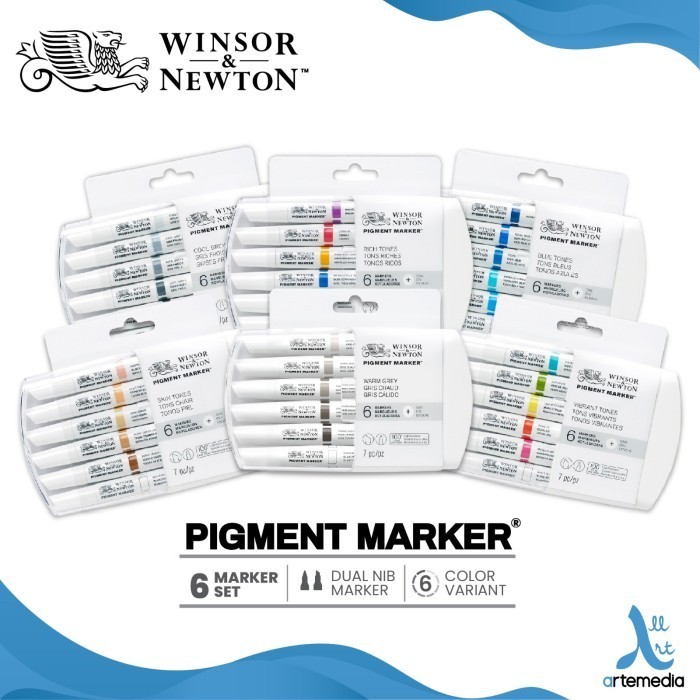 

Sarila Marker Winsor & Newton Dual Nib Pigment Marker Set 6 Spidol Warna