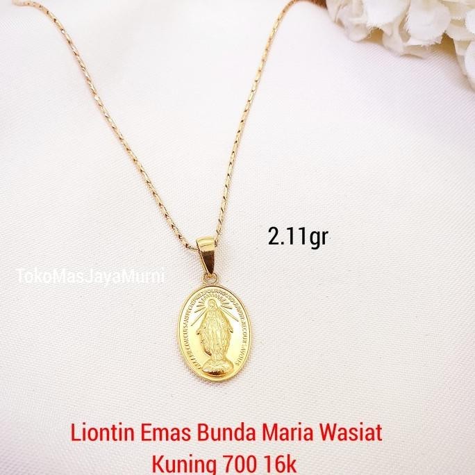 TERBARU LIONTIN EMAS MEDALI WASIAT BUNDA MARIA KUNING 700 16K 