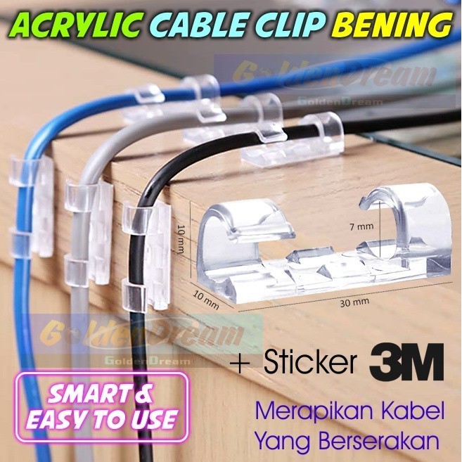 

Acrylic Cable Clip Transparan Klip Kabel Bening Penjepit Ikat Klem