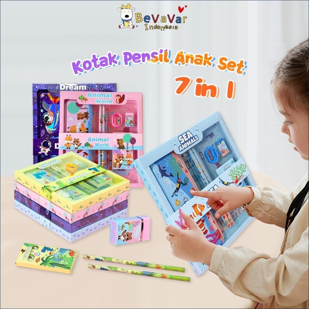 

Flash Sale Bevavar Alat Tulis Anak Set Tempat Pensil Lucu Untuk Hadiah Anak Stationery 6In1 Garansi