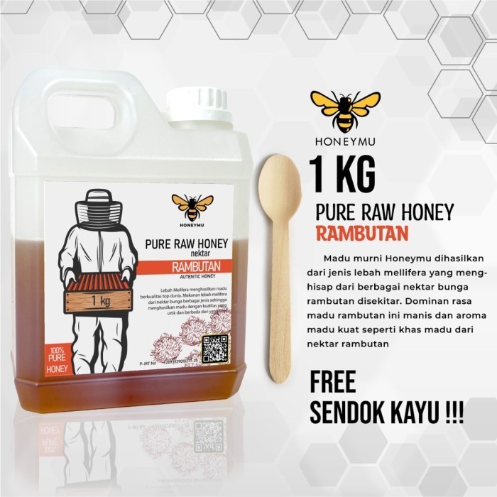 

Madu Murni Asli Honeymu Nektar Bunga Rambutan 1Kg