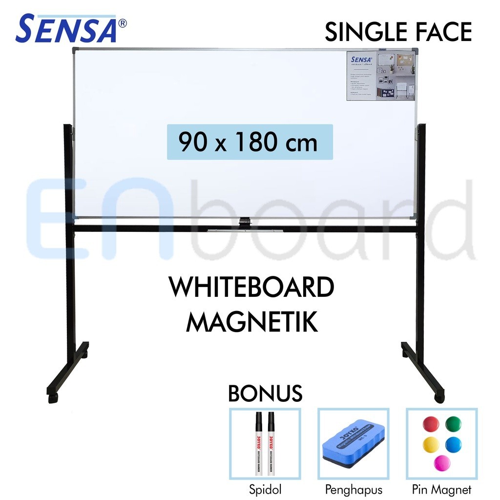 

Papan Tulis Whiteboard / White Board Standing Magnet Single Face Sensa 90 x 180 cm