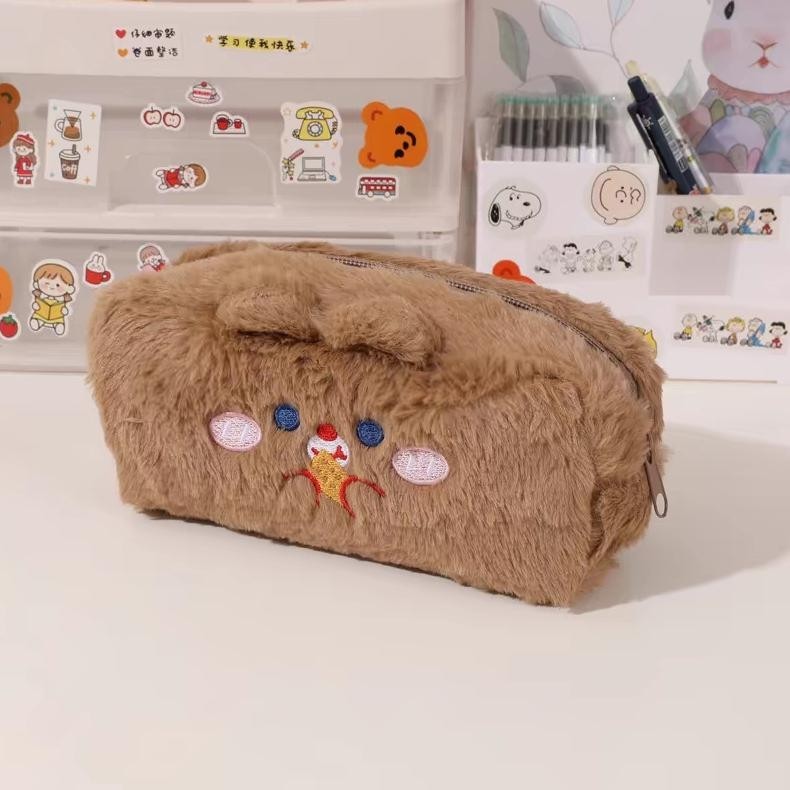 

hj-43 Kotak Pensil Alat Tulis Anak Motif Karakter Lucu Bahan Bulu Lembut Kapasitas Tinggi - Pencil Case Sale