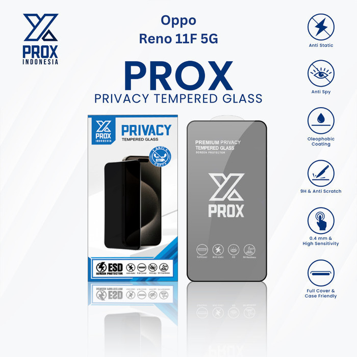 PROX Tempered Glass Anti Spy For Oppo Reno 11F 5G Full Cover Privacy