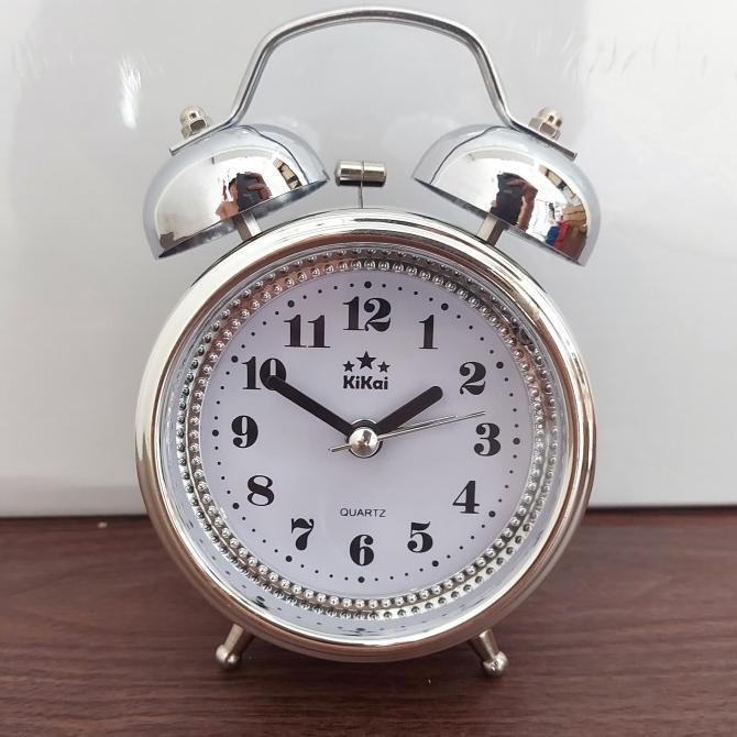 

Jam Alarm Weker Dering Chrome stainless Jam Meja Jam beker Besi Kring BS88