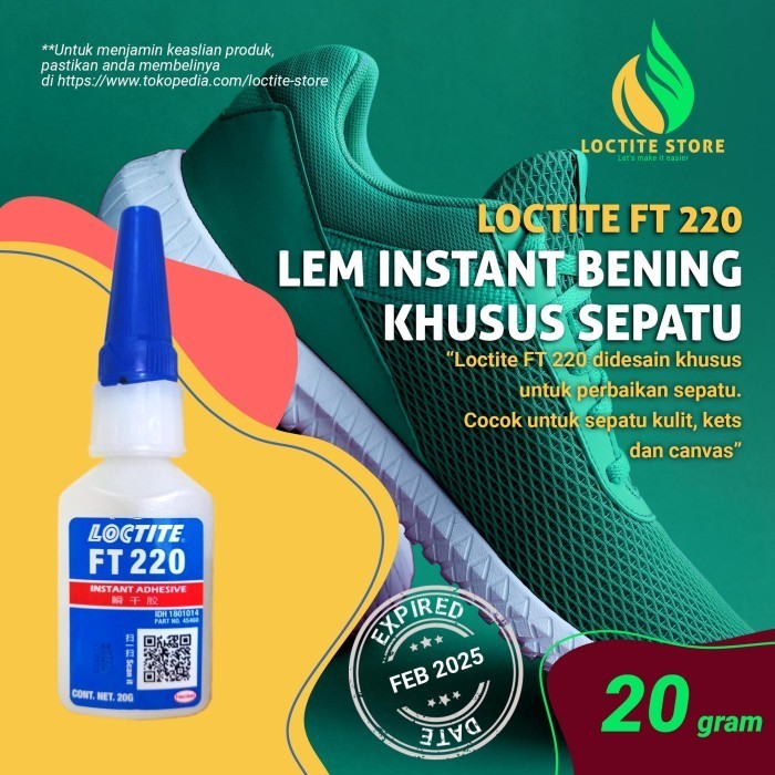 

LEM SEPATU SNEAKERS TERKUAT LOCTITE FT 220 20GRAM WARNA BENING