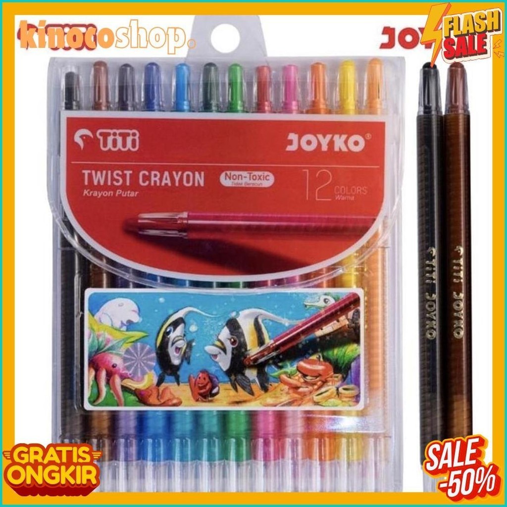 

Crayon Mewarnai Putar Titi/Joyko 12 Warna Mini / 12 Panjang / 24 Panjang (Lagi Rame)