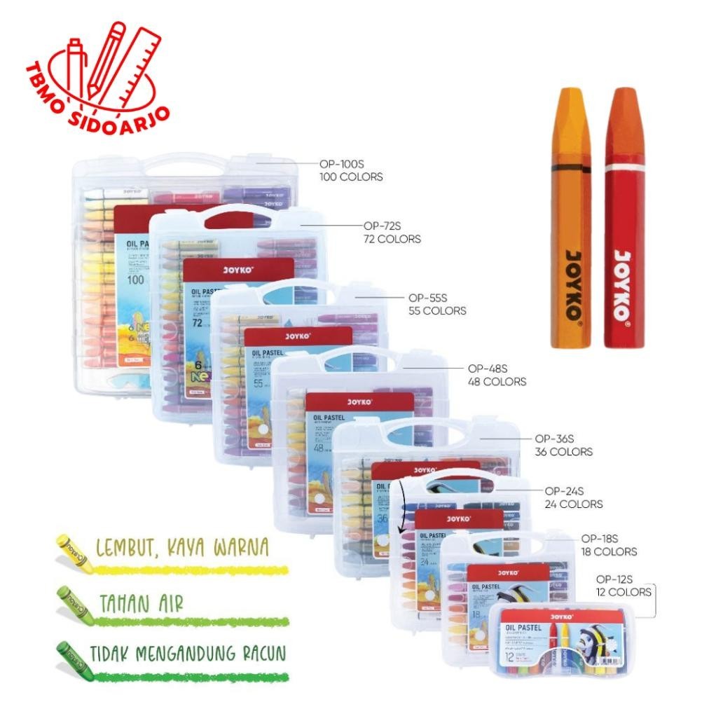

Tbmo Oil Pastel Joyko 12 18 24 36 48 55 72 Warna / Crayon Joyko (6.6)