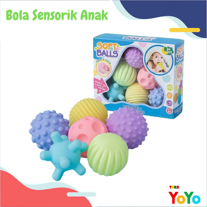 

Mainan Bola Sensk Anak Bayi Bola Edukasi Soft Sensory Balls 6 Pcs
