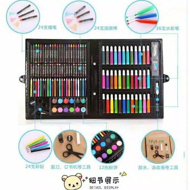 

er-56 150Pcs Crayon Set Art Set Isi 150 Pcs Pensil Warna Set Anak Crayon Full Set Alat Lukis Termurah