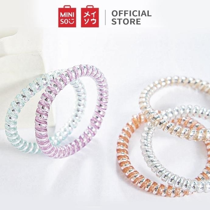 Original  Miniso Ikat Rambut Karet Rambut Spiral Kabel Pcs Hitam S001