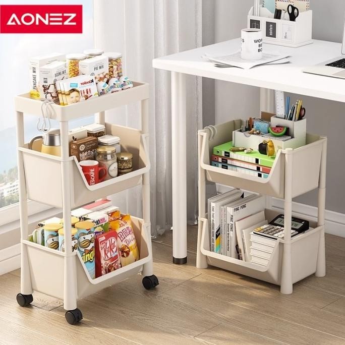 AONEZ Rak Dapur Pagar Tinggi Rak Buku Rak Susun Rak Serbaguna Plastic