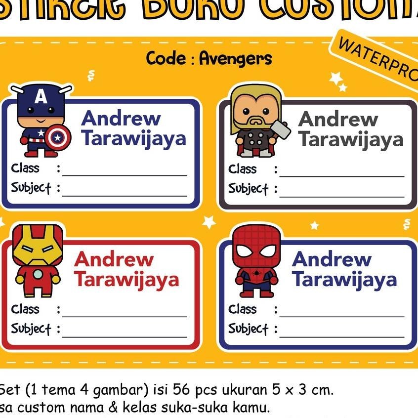 

56 Pcs Stiker Nama Buku / Stiker Custom Nama Buku Sekolah Anak