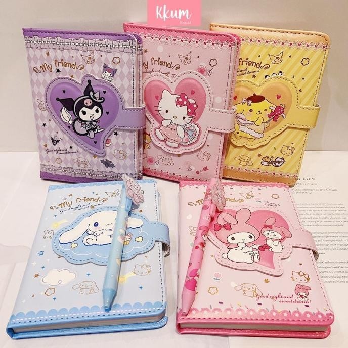 

2 in 1 Gift set notebook sanrio magnet/ Buku tulis cute kuromi cinnamo
