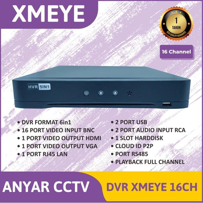 TERBARU - DVR XMEYE 16CH - DVR XMEYE 5MP 16 CHANNEL New Version XMEYE 6in1