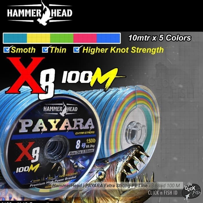 Senar Hammerhead Payara X8 Braid 100M Multicolor Pe#2.5 50Lb/0.28Mm