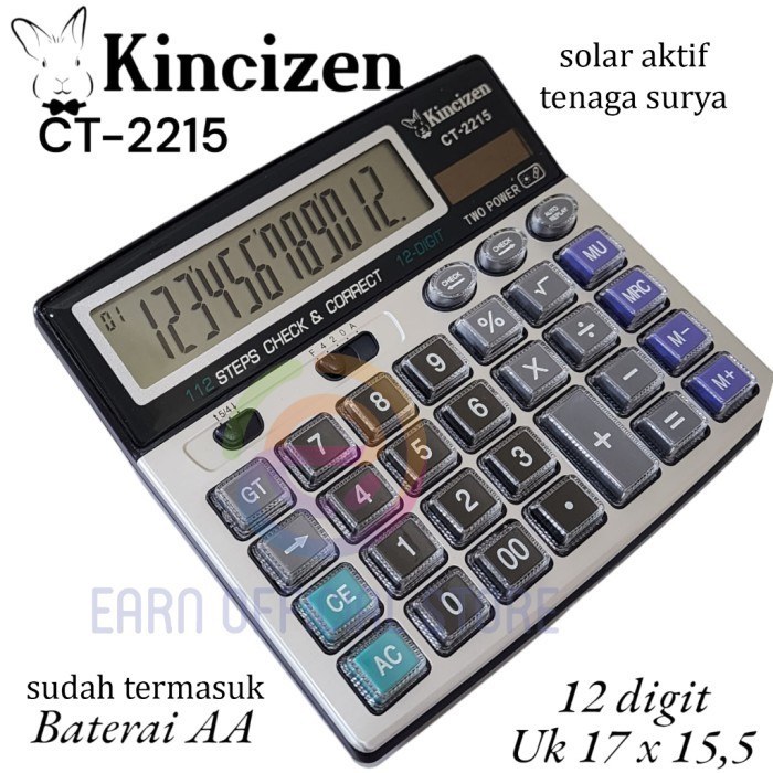 

Ready KINCIZEN Kalkulator CT-2215 Calculator 12 digit solar power