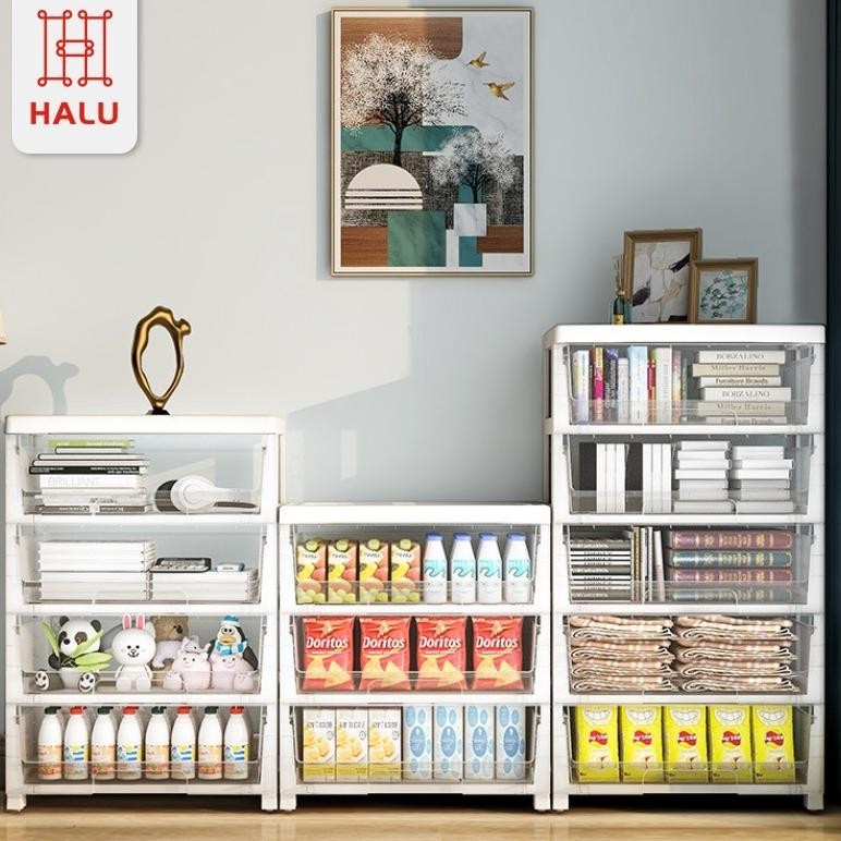 Lemari Plastik Susun Transparan Laci Plastik Lemari Pakaian/Buku/Mainan Anak/Makanan Snack Multifung