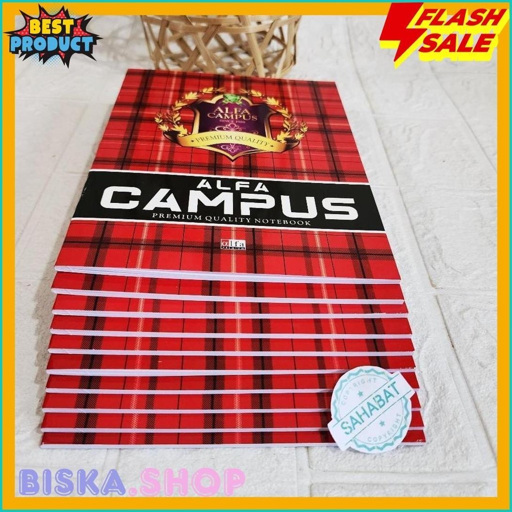 

Buku Tulis Alfa Campus 38 Lembar (10Pcs) Ukuran Kwarto/Pendek (Murmer)