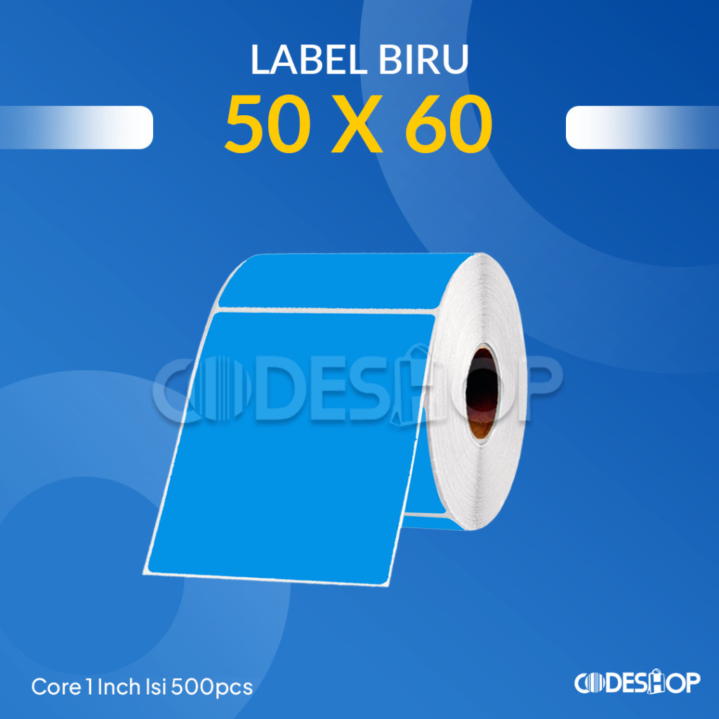 

Stiker Label Barcode THERMAL 50 x 60 Warna BIRU 50x60 mm isi 500 Pcs Blue