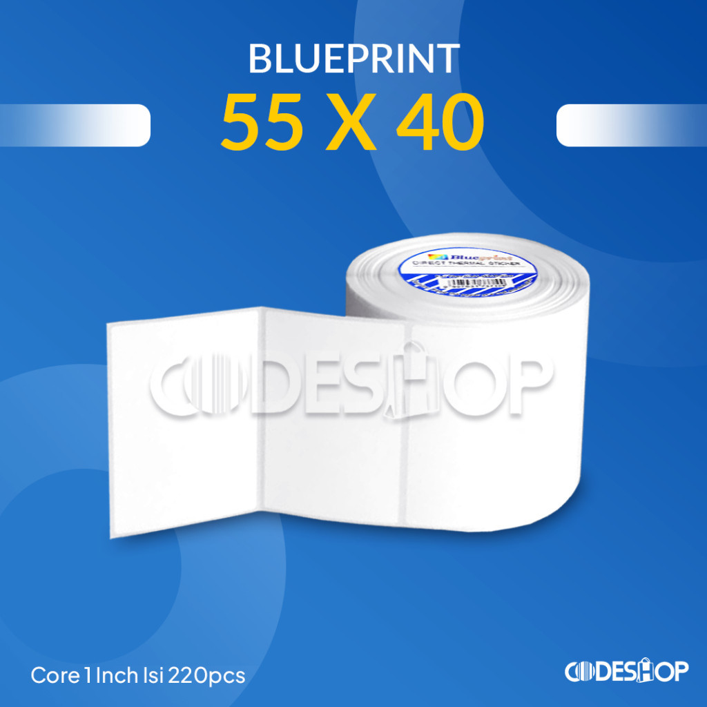 

Kertas Thermal Stiker 55x40 Label Barcode BLUEPRINT 55 x 40 Isi 220pcs