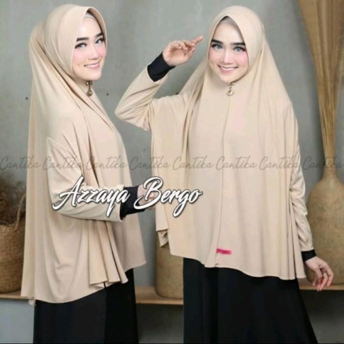 Azzaya Khimar Bergo Lengan Jumbo Syari Jersy / Kerudung Syari / Jilbab