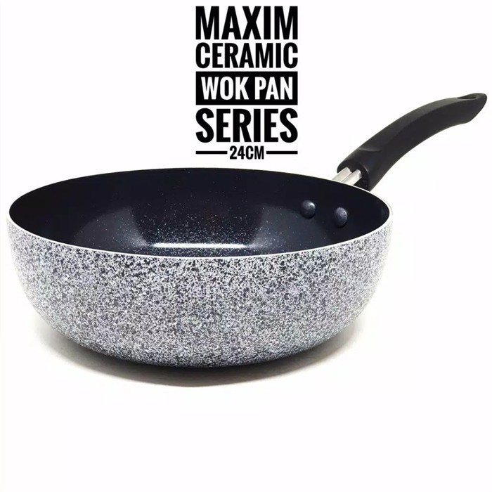 Maxim Neostone Deep Wok Marble Ceramic Wajan Penggorengan Anti Lengket