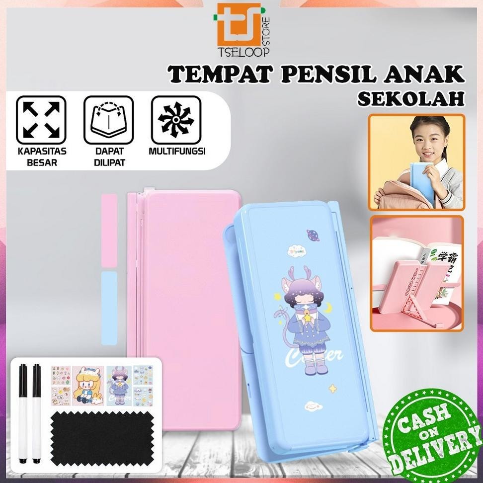 

He13 OFM-A73 Tempat Pensil 2IN1 Multifungsi dengan Tatakan Buku dan Papan Tulis Praktis / Kotak Pensil Lipat Tempat Penyimpanan Alat Tulis Anak Sekolah / Pencil Case Book Holder Import Premium