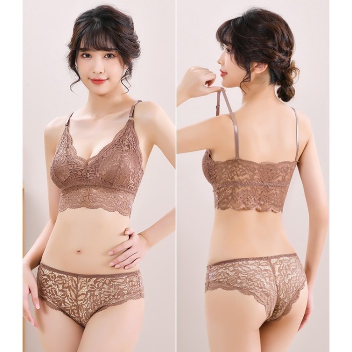 PROMO Bra Set Lingerie Set Renda Bra CD Seksi Transparan Busa BajuDinasMalam