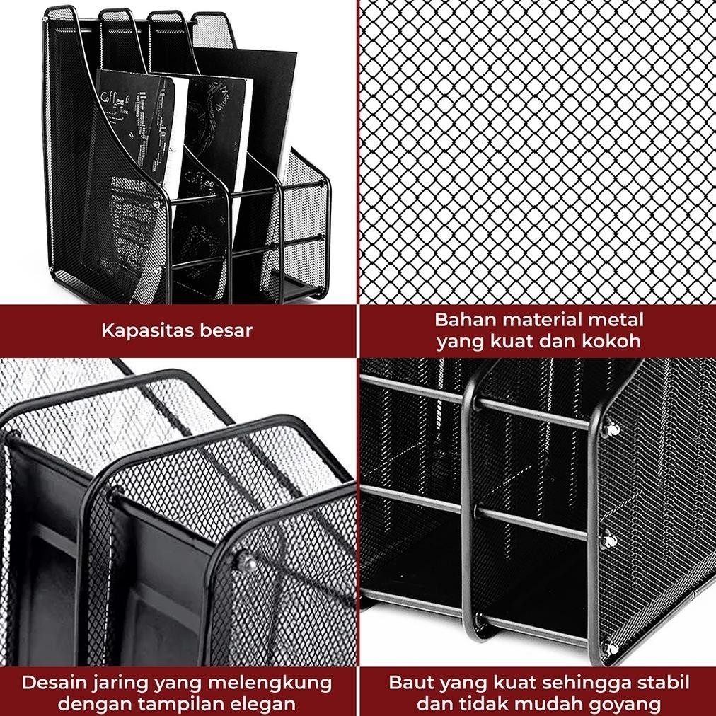 

ter-46 File Box Foldable Steel 3 Layer Rak Penyimpanan Dokumen 3 Sekat Jaring Besi Original