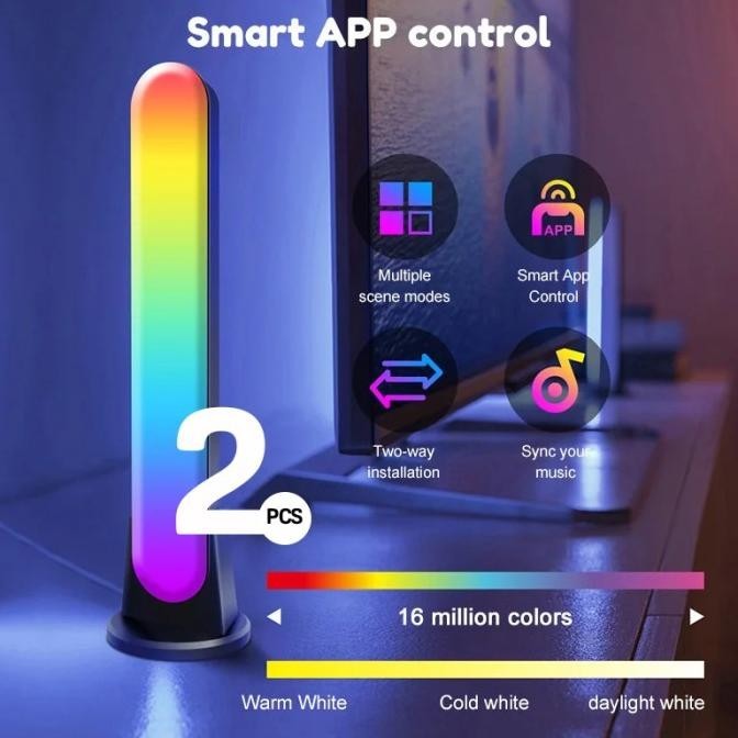 Lampu LED RGB Bar Deskop Gaming Dekorasi Kamar Tidur Light Sync Music
