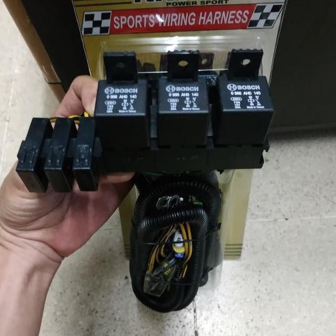 Kabel Relay Set Bosch 3 Relay 4 Lampu (Bohlam H11+Hb3)