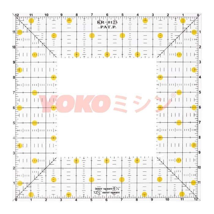 Square Quilting Template Set - Penggaris Pola Persegi 12 inch (KR-0125)