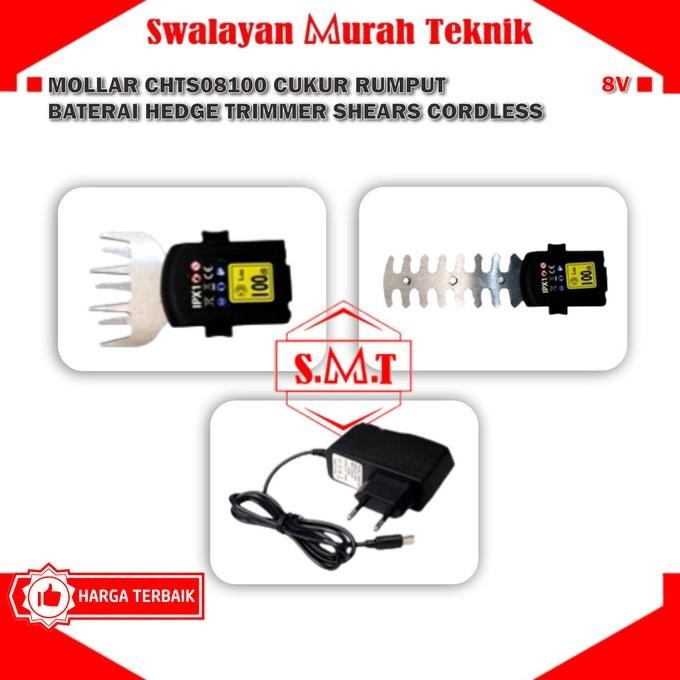 Mollar Chts08100 Cukur Rumput Baterai Hedge Trimmer Shears Cordless  Ready