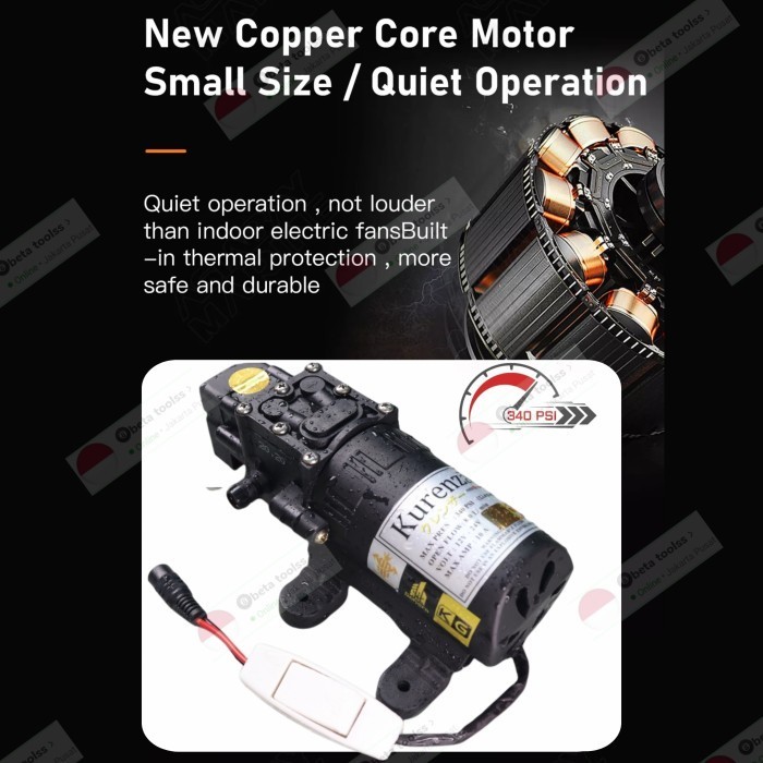 NEW SERIES POMPA AIR OTOMATIS 250PSI DC WATER PUMP 100W ALAT STEAM JET CLEANER ORIGINAL QUALITY