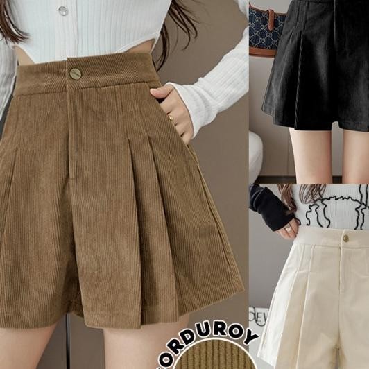 (303)Corduroy Veet Short Pants/Korean Women Pants/Celana Dek