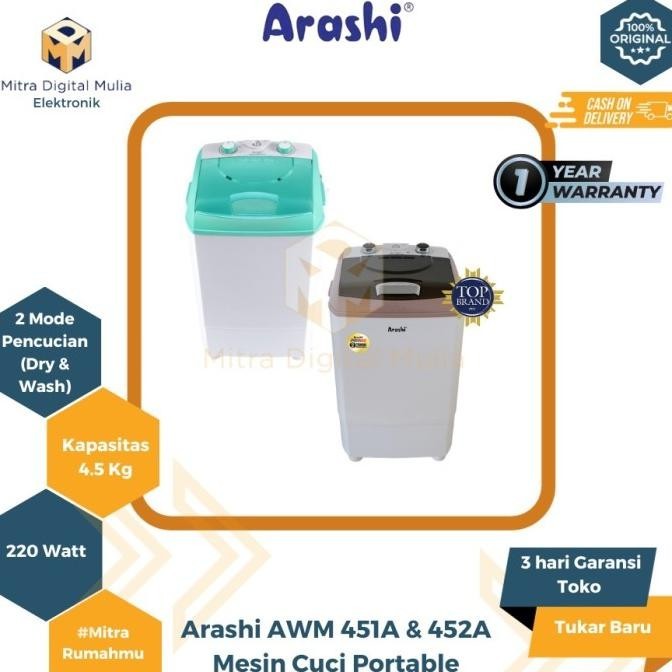 [COD] Arashi AWM 451 / AWM 452 Mesin Cuci Mini 4.5 KG AWM451 / AWM452