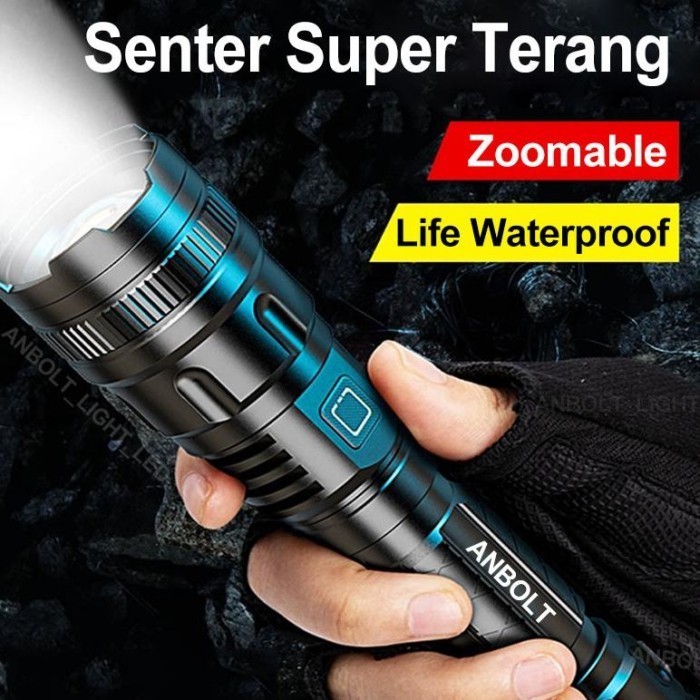 Ready Terbaru Anbolt Senter LED Super Terang Jarak Jauh Anti Air Senter