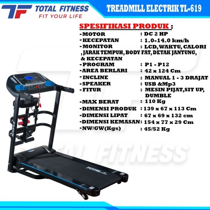 Treadmill elektrik TL 619 Total fitness