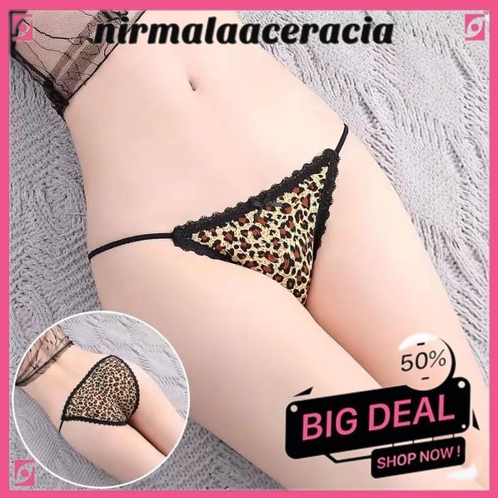 CELANA WANITA LEOPARD LINGERIE BAJU MALAM SEXY SEXY LACE THONG G STRING CD WANITA NIRMALA ACERACIA C