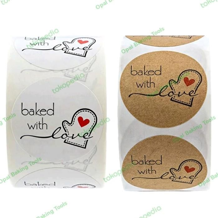 

500 Pcs Sticker Label Kertas Baked With Love Kualitas Terbaik
