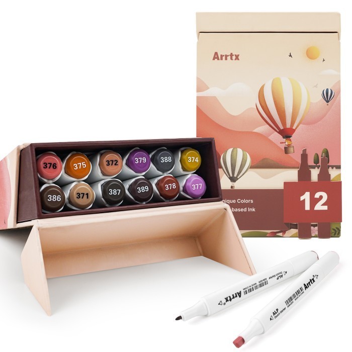 

Arrtx dual tips marker set skin tone 12 colors with box