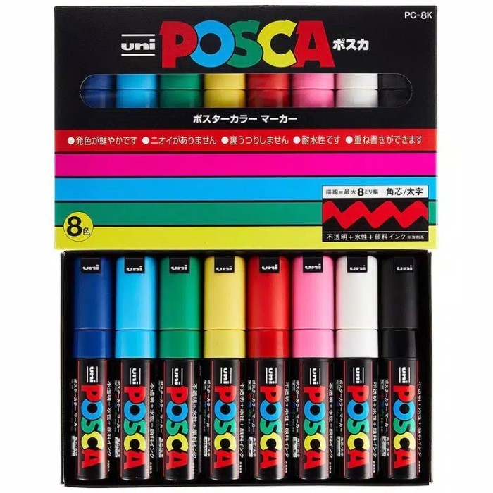 

Uni Posca Pc-8K Set 8 Broad Point Poster Paint Marker