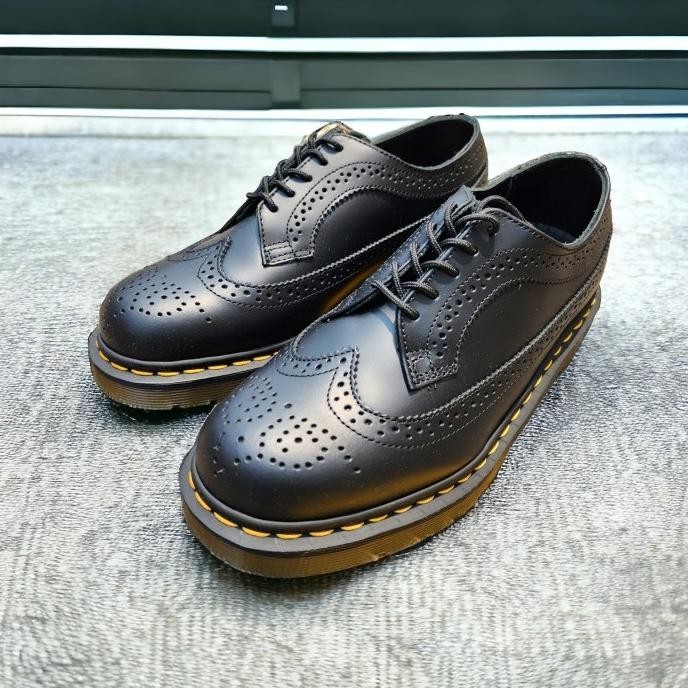 Sepatu Docmar Low Boots Pria 3989 Brogue Wingtip Black Smooth