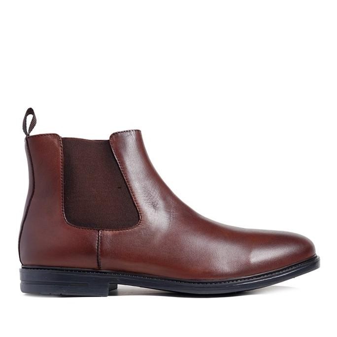 Prabu - Aksa Brushed Brown Sepatu Kulit Chelsea Boots Pria