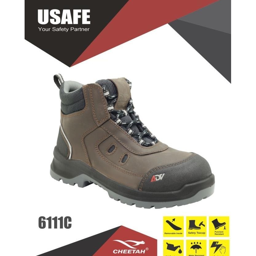 Sepatu Safety Cheetah 6111C Tigris Brown  Ready