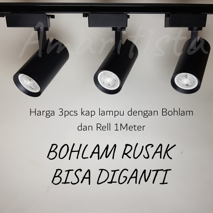 Paket Lampu Track Light Spot 2Set Isi Led 7W Inlite Rell 1Meter - 11B Gratis Ongkir