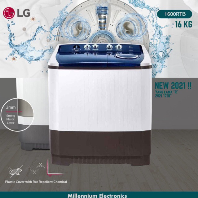 NEW MESIN CUCI LG 2 TABUNG 16KG P1600RTB 1600RTB P 1600 RTB